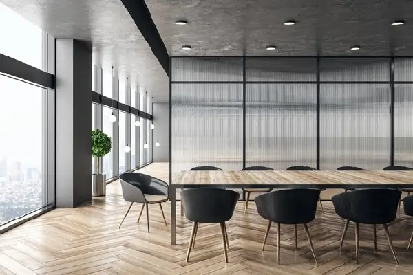 wooden meeting room interior